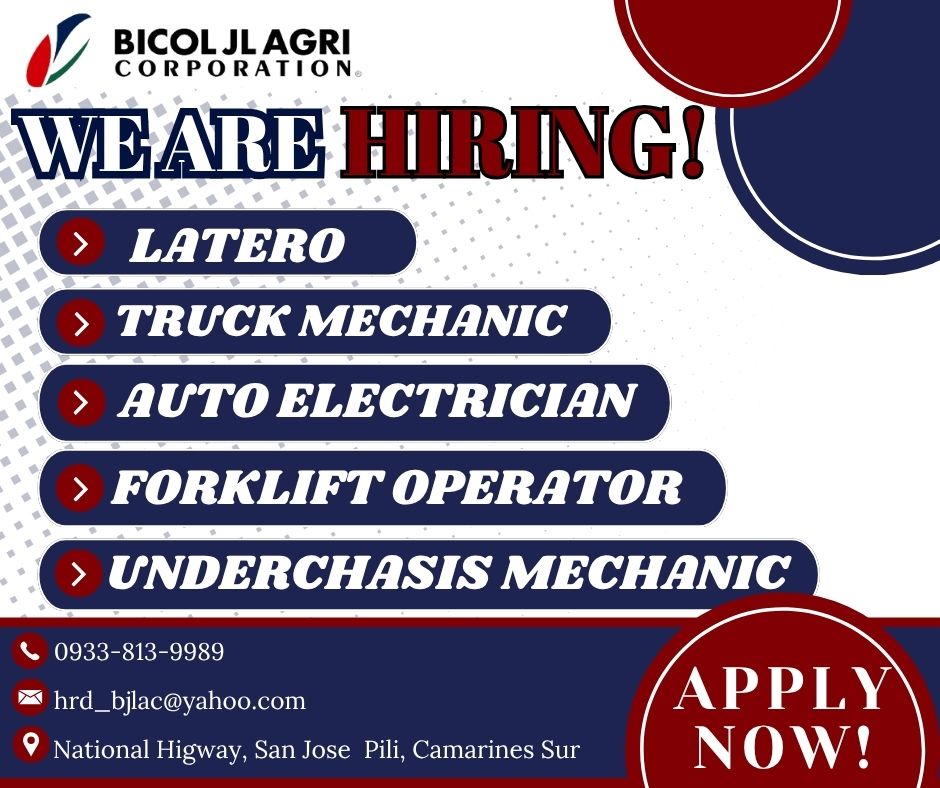 BICOL JL AGRI CORPORATION. HIRING!